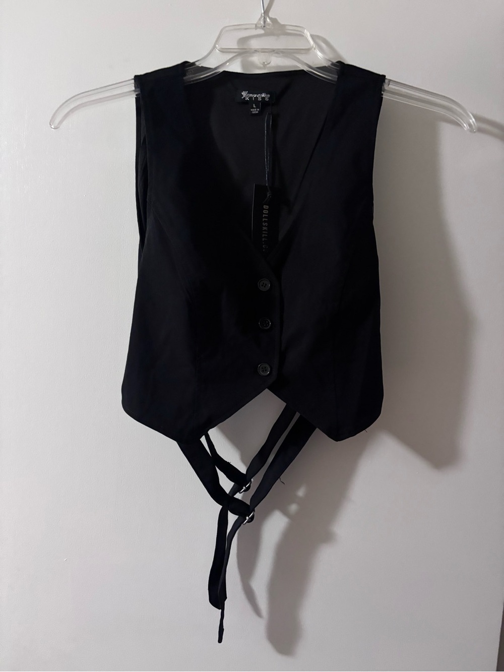 Dolls Kill Black Sleeveless Button-Front Waistcoat Vest